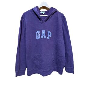 Vintage Women's Y2K Gap Hoodie Stretch Sweatshirt Logo Purple Size XXL  Kangaroo